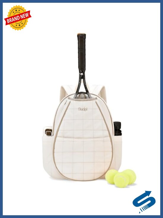 Quilted Tennis Racket Backpack for Women, Pickleball Bag, Lightweight